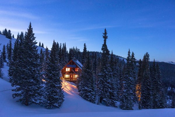 Summit Huts Janets Cabin Outside Twilight Night - Volunteer